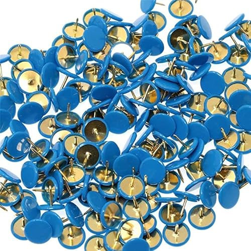 300 PCS Reißnägel Flacher Runder Kopf Farbige Reißzwecken für Büro,School Home Fotos Notizen Malerei 10mn(blau)