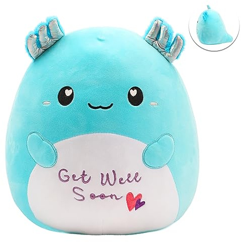 Easfan 13'' Get Well Soon Axolotl Plush Pillow Soft Cute Salamander Plush Get Well Soon Gifts for Kids Patient Feel Better for Women Men
