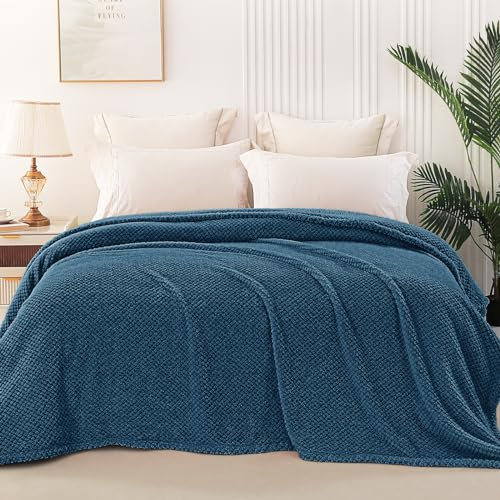 Whale Flotilla Plaid Couverture Polaire 220x240cm, Plaid Jeté de Canapé, Couverture Canape Lit Microfibre Confortable Chaud et Doux, Bleu Marine