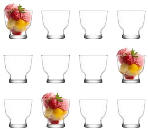 LAV 12x 240ml Petit Glass Ice Cream Bowls - Small Mini Kitchen Fruit Salad Sundae Trifle Dessert Cocktail Pudding Serving Cup Dishes Set