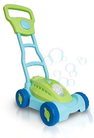 alldoro 60617 Såpbubbelgräsklippare, LED såpbubbelmaskin för barn från 3 år, färgglad, inklusive 160 ml tvålskum