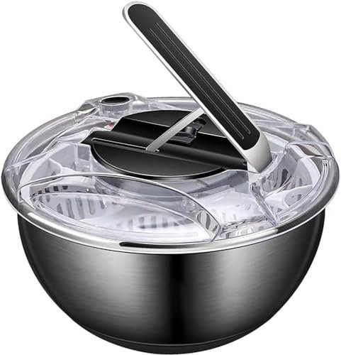 Essoreuse à fruits et légumes en acier inoxydable, essoreuse à salade avec panier passoire, essoreuse à laitue de 3,5 litres, lave-linge séchant, poignée et couvercle à verrouillage intelligent, conce