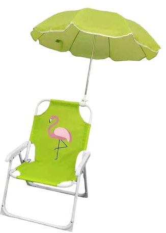 Sharplace Campingstuhl für Kinder, Klappstuhl mit Sonnenschirm, leicht zu tragen, Leichter Strandstuhl, tragbar für Picknickausflüge, Angeln, Wandern, Flamingo