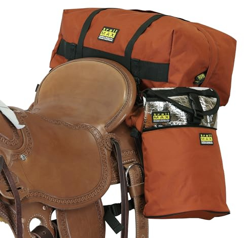 TrailMax Mittelgroße Satteltaschen für Trail-Reiten; Isolierte Satteltaschen für Pferde mit abnehmbarer Cantle Bag; Satteltasche & Cantle Bag Set; Satteltaschen für Western- & Endurance-Sättel, Rost