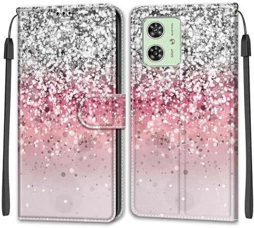 Funda para Motorola Moto G54 5G / G54 Power PU Cartera Flip Rosa | Funda flip de piel PU, Ranuras con Tarjetas, Cierre Magnético, Función Atril，Estuche Flip para Moto G54