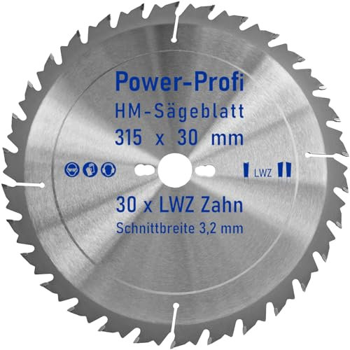 HM-Sägeblatt 30 x Zahn LWZ 315 x 30 mm L-Wechselzahn mit Spanabweiser Rückschlagarm HW WZ Kreissägeblatt für Hartholz Längsschnitt Querschnitt Wippsäge Tischkreissäge Feinschnitt Brennholzsägeblatt