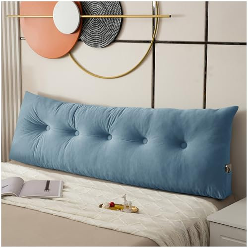 ZTGL Plüschkissen Rückenpolster für die Wand, Lesekissen für Sofa, Sitzkissen, Wandkissen, mit waschbarem Bezug - Ideal zum Anlehnen im Bett,Blau,100x40x12cm