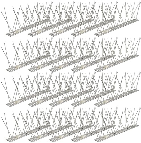 KOKMEYA Taubenabwehr Spikes Edelstahl (5m, 20 Stück à 25cm) - 304 Rostfrei mit 40 Schrauben & 40 Kabelbindern - Für Balkon, Dachrinne, Dach & Geländer - Taubenspikes gegen Krähen