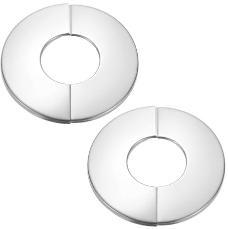 PATIKIL Rohrabdeckung Wand Split Flansch 43mm, 2 Stück Rohrmanschette Abdeckrosette Edelstahl Runde Selbstklebende Wasserhahn für Wandabdeckung Küchen Badezimmerarmaturen, Silber
