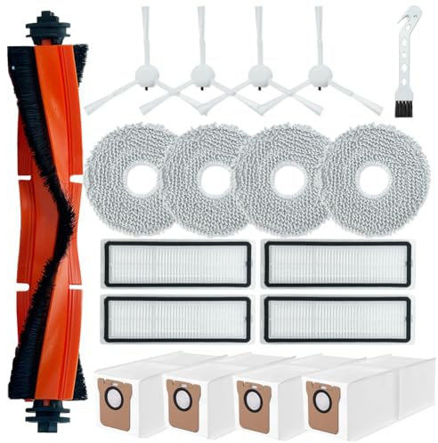 Accessori di ricambio per robot aspirapolvere Xiaomi X20+, 1 spazzola principale, 4 spazzole laterali, 4 filtri Hepa, 4 sacchetti per la polvere, 4 panni per mocio