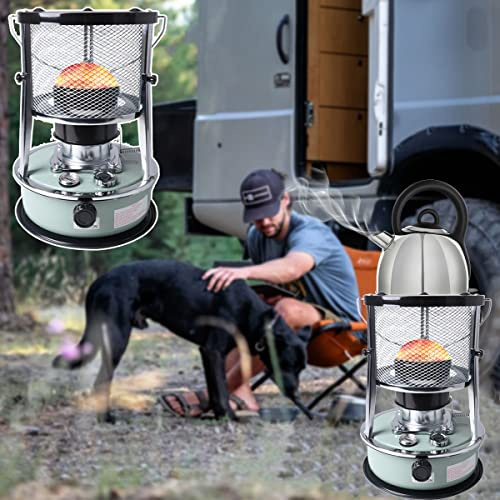 Stufa a cherosene per il riscaldamento della cucina mobile senza riscaldatore elettrico Bruciatore per tenda portatile 2 in 1 Riscaldatore a olio a cherosene per interni (Colore : Nero) (Verde)