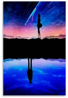 Kimi No Na Wa Your Name Anime , Japonés (2) Póster Pintura Decorativa Lienzo Arte de Pared Salón Póster Dormitorio Pintura, Arte de Pared Impresión de Imagen Moderna Decoración de Habitación Familiar