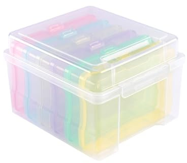 Vaessen Creative Boîte de Rangement Plastique 21 x 18,5 x 14 cm - avec 6 Boîtes Plates de 17 x 12 x 3 cm - Caisse avec Couvercle pour Couture, Accessoires Diamond Painting et Scrapbooking
