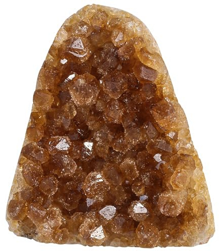 Nupuyai Natürlicher Citrin Stein Kristall Druse Rohstein Edelstein Deko | Citrin Druse Rohstein 201-300g, unregelmäßiger Stein, Feng Shui Heilstein, Citrin Geode Mineralstein Deko für Zuhause Büro