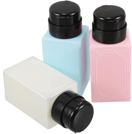 PAMINGONO 3pcs Push down Pump Dispenser Bottles Nail Polish Remover Pump Bottle for Nail Salon Tools Refillable