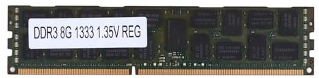 Wrtysully 8GB DDR3 1333MHZ Ecc Ram Memory PC3L-10600R 1.35V 2RX4 REG Ecc RAM pour Server Workstation