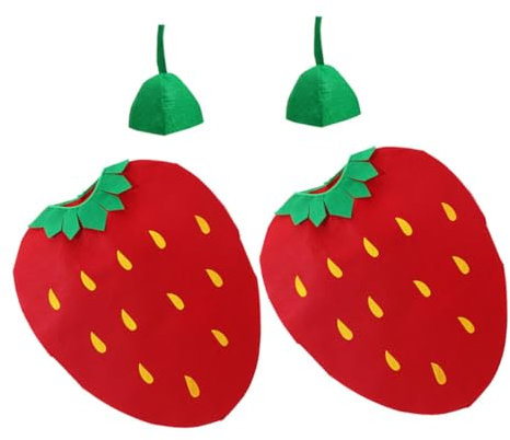 Genérico 2 Juegos Senta De Fresas Disfraces De Halloween Disfraces Disfraz De Fresa Pequeño Traje De Disfraz De Fresa Para Vestido De Traje De Frutas Tela No Tejida