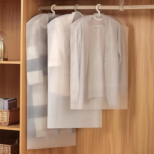 4PCs White Garment Bags –XL 48 Beautiful Clothes Protector Bags for Closet Storage&Travel– Suit Bags,Dress Protectors,Jacket Covers,Uniform & Robe Bag for Men–Dustproof Non-Woven Fabric, Full Zipper