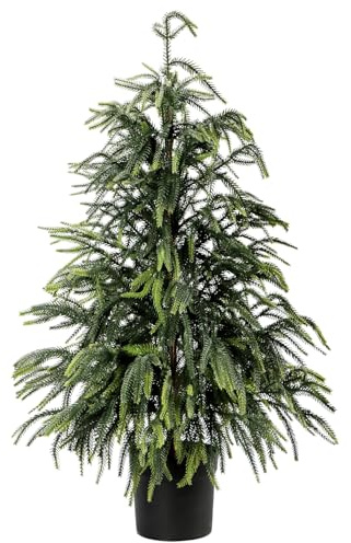 3Ft Norfolk Pine Tree Real Touch Artificial Realistic Christmas Tree in Decorative Planter for Front Porch Farmhouse Offices Home Graden Indoor Outdoor Decor (Green)