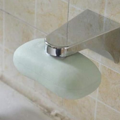Silver Home Bathroom Magnetic Soap Holder Container Case Wall Attachment Shelf Silver Soap Dishes
