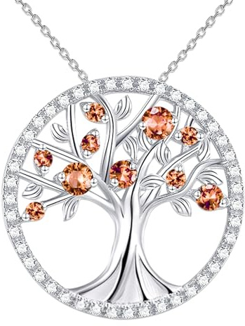 JUZICHEN Baum des Lebens Halskette für Damen, 925 Sterling Silber Halskette Grüner Zirkonia Baum des Lebens für Frauen, Hypoallergen, Mit Geschenkbox Für Damen