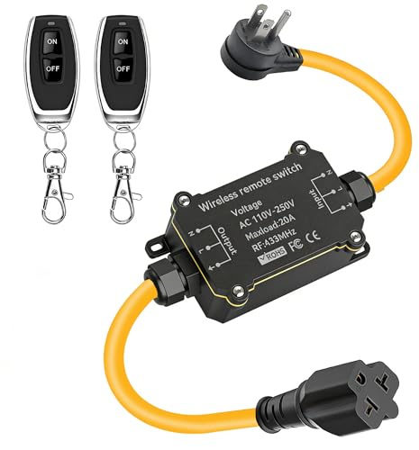 AC110V Waterproof Remote Control Power Switch,Equipped with a Multi-Functional Socket Plug, AC110/230/240/250 V/20A Waterproof Wireless Light Switch,165 Ft,Suitable for Lamps and Electrical Equipment