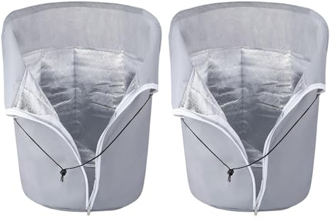2 Stück Thermo Topfschutz für Pflanzen Winter, 65x70cm, Winterschutz für Kübelpflanzen vor Frost und Nässe, Oxford-Stoff Wiederverwendbarer Schutzbeutel für Topfpflanzen, mit Zugband & Reißverschluss