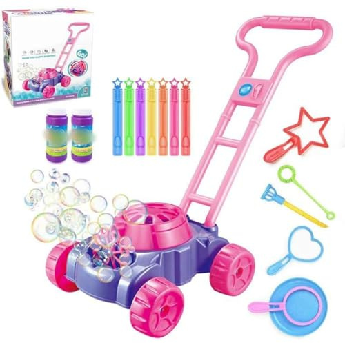 Bubble Lawn Mower for Toddlers, Rasenmäher Kinder Seifenblasenmaschine, Seifenblasen Rasenmäher mit Geräusch, Automatische Seifenblasenmaschine, Bubble-Mower Rasenmäher, Bubble Machine,Gartenspielzeug