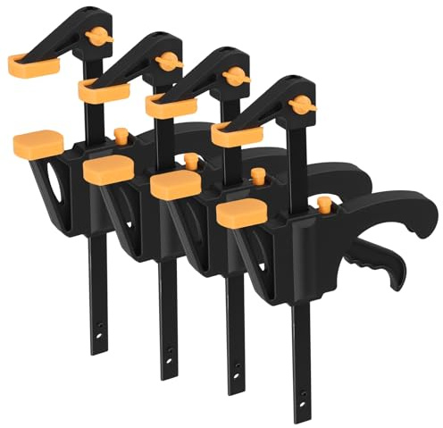 UNGFEI 4 Pack Quick Grip Clamps, 6 Inch Clamps Ratchet Clamps Quick Release | for Woodworking, DIY, Craft & Projects, 150mm Clamping Range, Max 65 kg Load