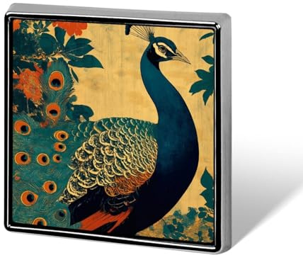 Broches et épingles traditionnelles en bois japonais avec paon unisexe carré léger pour vêtements, châle, chapeau