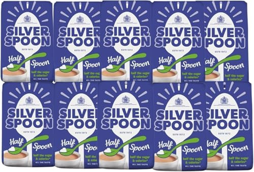 Silver Spoon Half Spoon Granulated Sugar 1kg (Pack of 10)– Reduced Calorie Sugar Blend | Same Sweet Taste with Less Sugar | Ideal for Tea, Coffee & Everyday Use