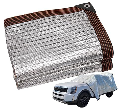 XUNFAKE Toldo de Sombra Plateado, Malla Parasol Exterior 75%, Red Térmica Resistente a Temperaturas con Ojales y Bordes Cosidos para Terraza, Jardín y Ventanas