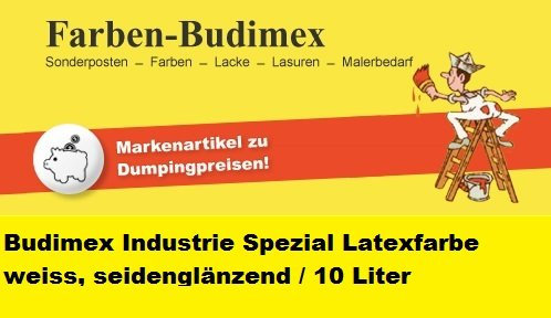 10 L Budimex Industrie Spezial Latexfarbe , weiss / seidenglänzend / Für stark beanspruchte Oberflächen ist diese Latexfarbe die perfekte Wandfarbe / gestrichene Oberflächen werden abwaschbar und schmutzabweisend /