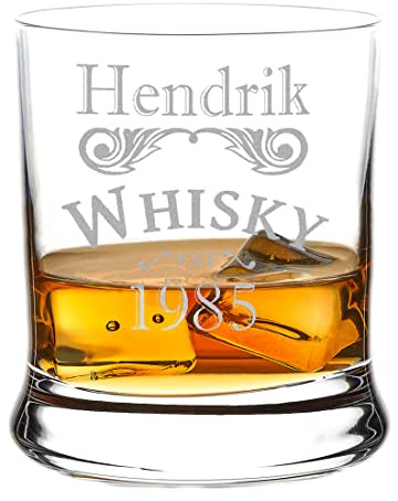 polar-effekt Whiskyglas Personalisiert 350 ml - Tumbler für Whiskey, Scotch und Co - Männer-Geschenk mit Gravur Name und Jahreszahl - Motiv Emblem