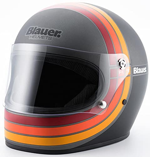 Blauer 80's Helm, Titan matt, M