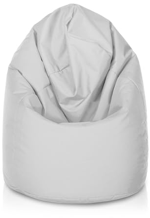 Bepouf - Pouf Poltrona Sacco Vuoto Bianco, Media 70Øx110H cm 220L in Poliestere + Sacco Palline Polistirolo Imbottire, Sedersi Bambini e Adulti Resistente, Pouf a Sacco anche Esterno