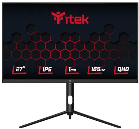 Itek monitor GGF - 27 Piatto 2560x1440 WQHD HDR10, Pannello IPS da 165Hz, Risposta 1ms, Collegamenti 2xHDMI e 2x DP, FreeSync, G-Sync, Adaptive Sync, HAS, Pivot, Flicker Free