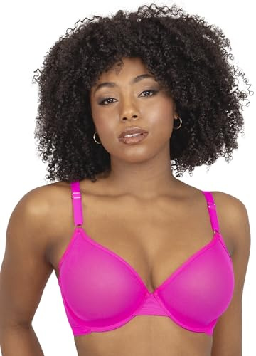 Smart & Sexy Reggiseno a Mezza Altezza con Ferretto in Rete Trasparente Demi Bra, Rosa Elettrico (Mesh), 5C Donna