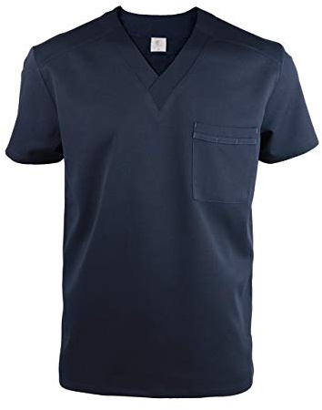 JONATHAN UNIFORM Divisa Medica Uomo Elasticizzato Casacca Sanitaria Manica Corta, Casacca Medico OSS Tuta da Lavoro per Sala Operatoria Dentista (Blu Navy, S)