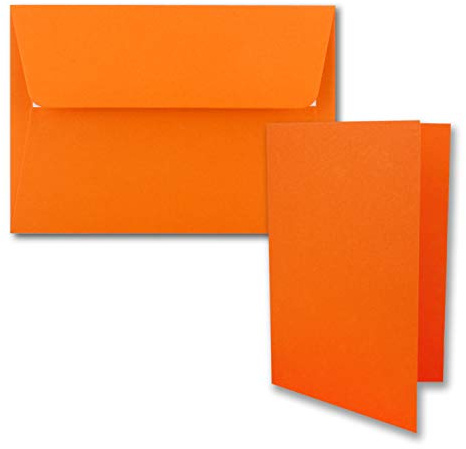 25x Faltkarten-Set DIN B6 12 x 17 cm in Orange mit Briefumschlägen DIN B6 Haftklebung - für Einladungen und Grußkarten zum Geburtstag oder Hochzeit