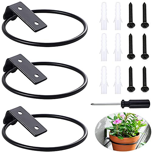 GIAK Blumentopfhalter Wand Pflanzer Rack Halterung Wandhalterung Blumentopfhalter Ring 3er-Set Wandmontage für Hausgarten Balkon im Freien Blume Pflanze Topf Kleiderbügel