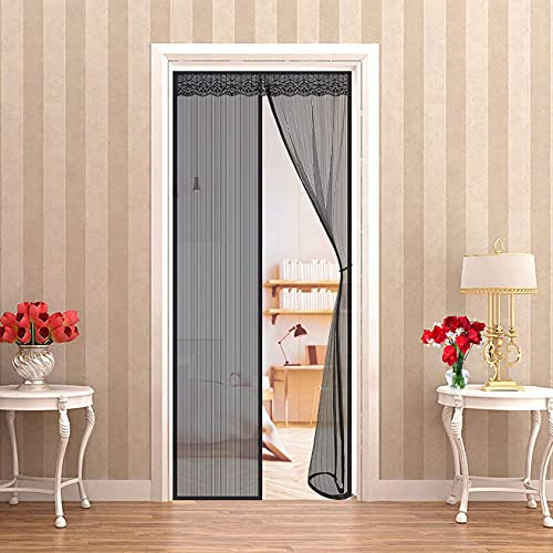 WEIZON Fliegengitter Tür Magnetisch 85 x 200 cm,Insektenschutz Magnet Moskitonetz Fliegenvorhang für Balkontür Wohnzimmer Schiebetür Terrassentür Klebmontage Ohne Bohren - Schwarz