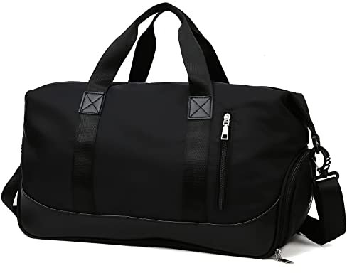 Keyck Borsa Sportiva, Borsone Palestra Donna Uomo Con Scomparto Per Scarpe e Tasche Umide Impermeabili, 40L Borsa da Viaggio Pieghevole, Grande Capacità Borsa Palestra per Nuoto Sport Viaggi, Nero