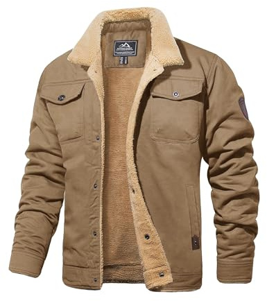 MAGCOMSEN Chaqueta de forro polar para hombre, estilo militar, de invierno, con capucha, para exteriores, con cargo, estilo piloto, parka de invierno, resistente al viento, chaqueta de tiempo libre