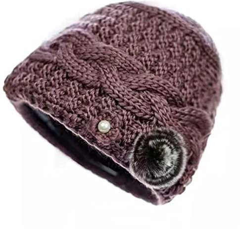 guaizhou Warme Wintermützen für Frauen mit Fleece gefütterte Slouchy Wintermütze Strickmütze mittleren Alters und ältere Mütter