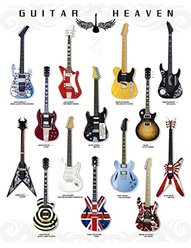 1art1 Gitarren Poster Guitar Heaven, Rock Hall of Fame Bilder Leinwand-Bild Auf Keilrahmen | XXL-Wandbild Poster Kunstdruck Als Leinwandbild 40x30 cm