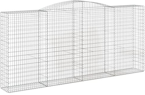 vidaXL 3x Arched Gabion Basket Cage Mesh Wire Stone Basket Outdoor Spiral Retaining Wall Planter Gardens 400x50x180/200 cm Galvanised Iron