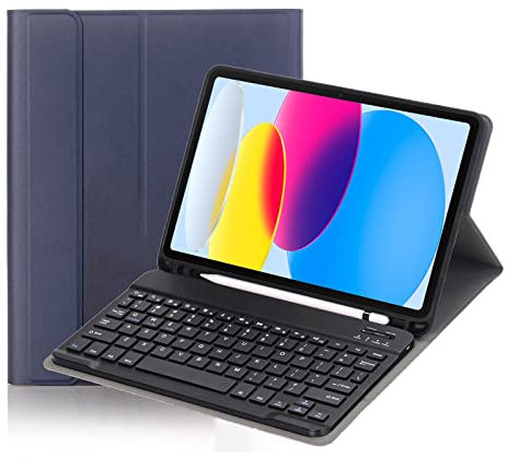GUPENAA Funda con Teclado para iPad 6.ª generación 2018, 5.ª generación 2017, Air 2/Air 1, Pro 9,7, Teclado Inalámbrico Bluetooth Desmontable Magnéticamente con Soporte para Bolígrafos S,Azul