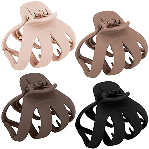 4 x Haarklammern – Acryl, große Oktopus-Clips, rutschfest, große Spinnen-Haarklammer für Frauen und Mädchen, super starker Halt, Haarklammer für dickes Haarzubehör für tägliche Party, 8 cm