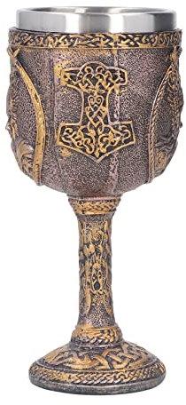 Nordic Viking Goblet, Viking Wine Goblet, Retro Resin Stainless Steel Beer Cup, Drinking Vessel Cocktail Goblet Coffee Drinking Gift for Cocktails Whisky Red Wine